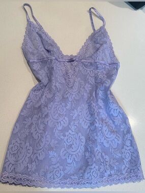 Vintage Victoria’s Secret Y2K Sheer Lace Lilac Lingerie Slip Dress Size Medium